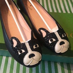 NIB KATE SPADE WINTHROP GLITTER DOG BALLET FLATS